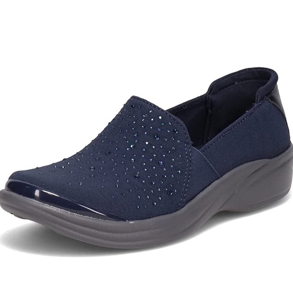Bzees Shoes Poppyseed Rhinestone Slip On Shoe Loafer Ladies 85 Navy